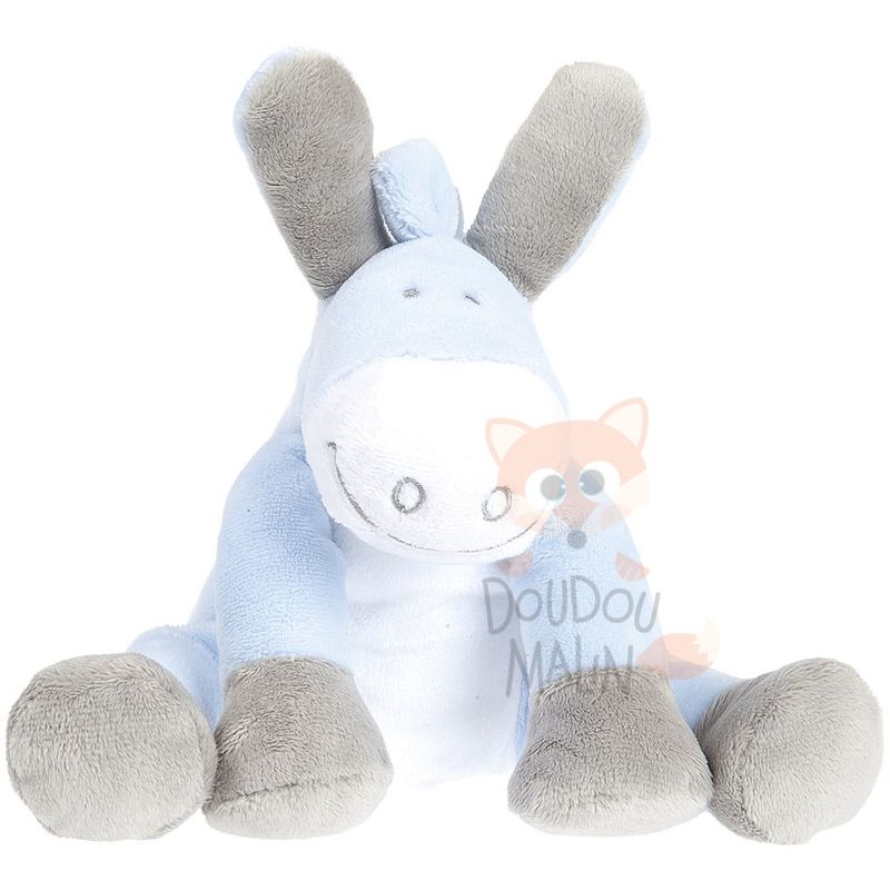 Noukies paco the donkey soft toy blue grey white 